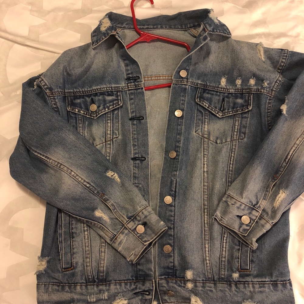 WASHED OUT DENIM JACKET WITH GRAPHIC